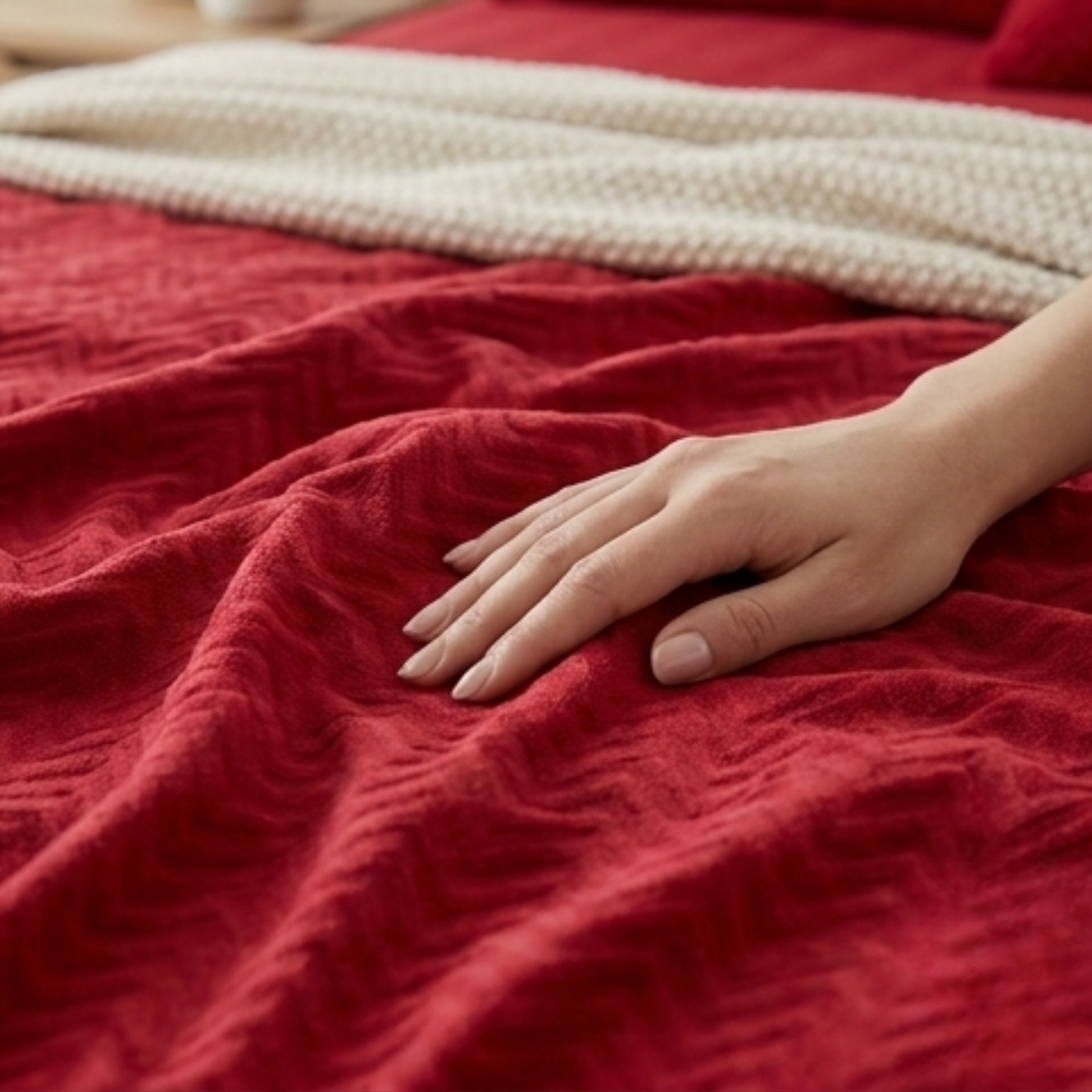 AMAL's 6-Piece Solid Red Bedding Set – Ultra-Comfort Premium Feel