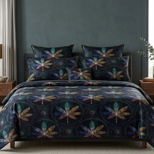AMAL's 6-Piece Botanical Leaf Bedding Set – Soft-Touch Finish