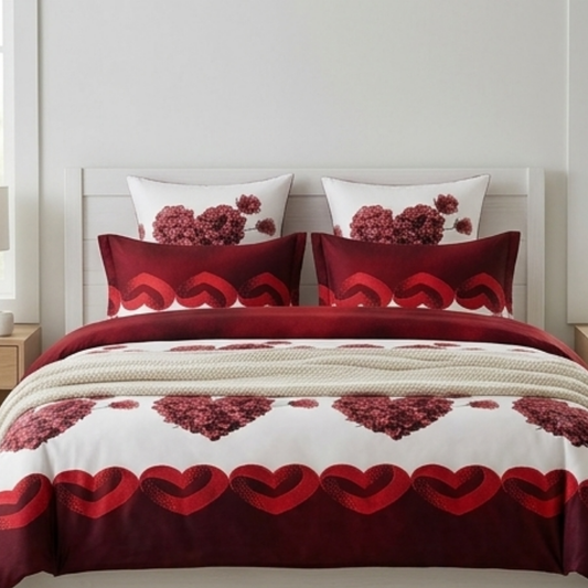 AMAL's 6-Piece Heart Design Bedding Set – Soft-Touch Finish
