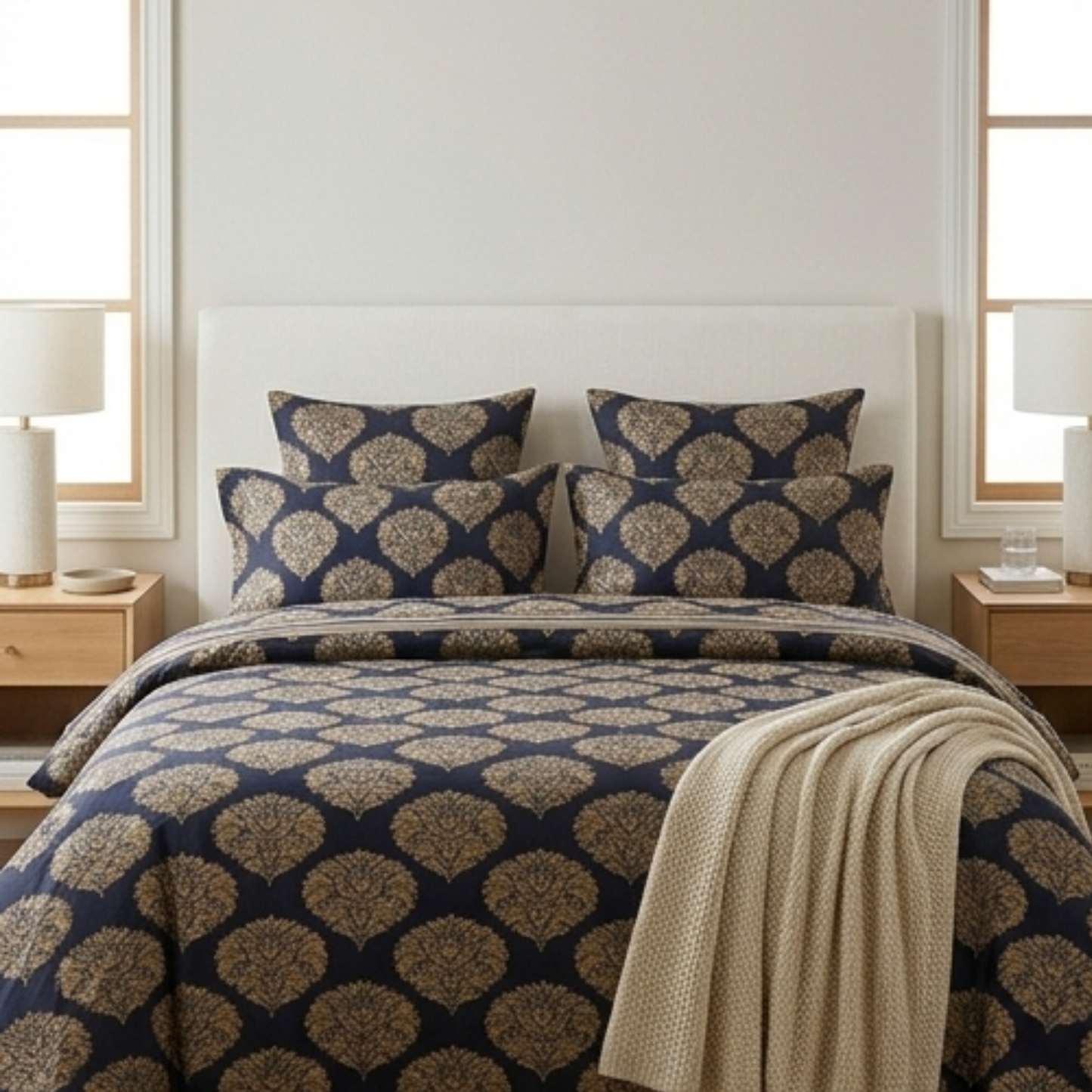 AMAL's 6-Piece Damask Print Bedding Set – Soft-Touch Finish