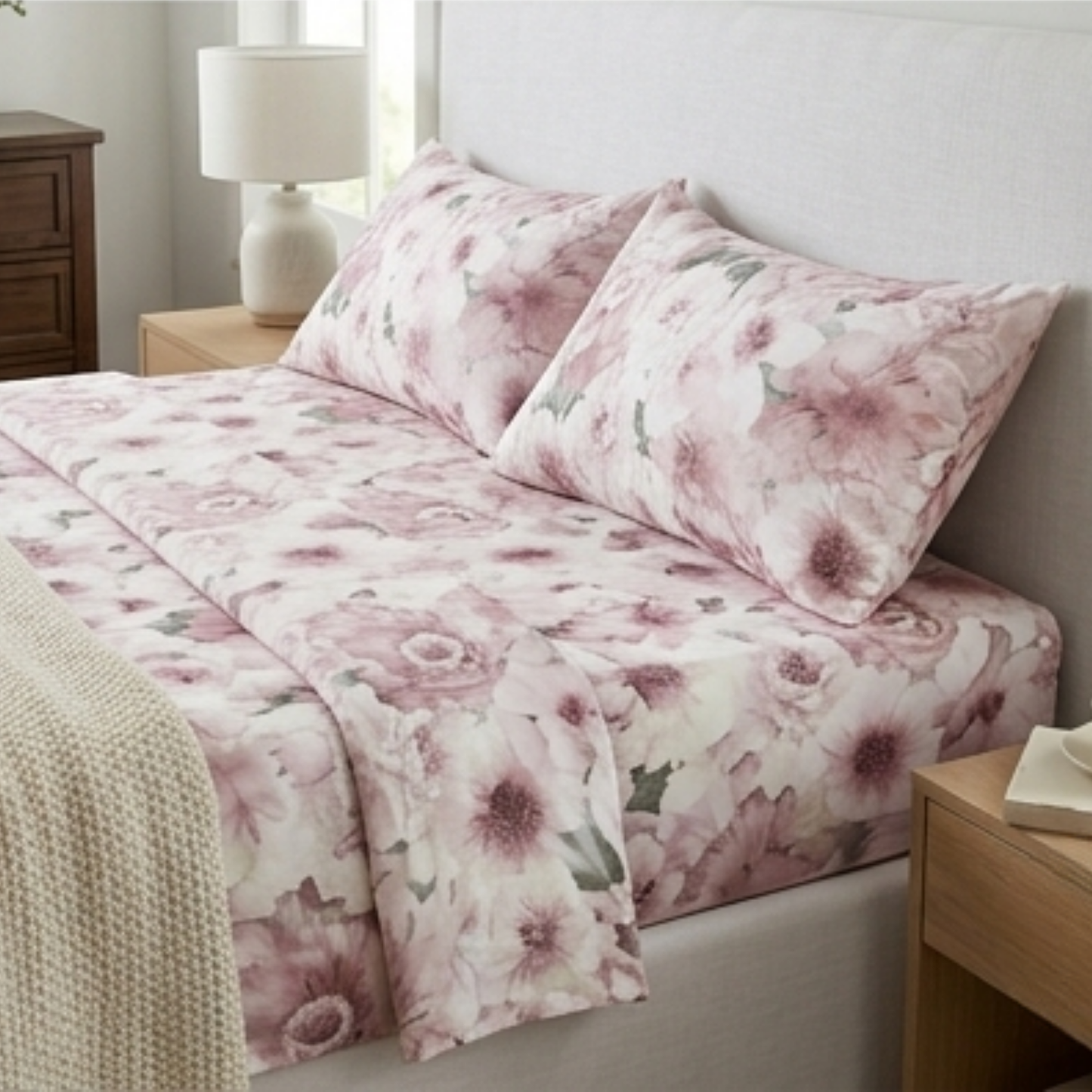 Blush Watercolor Peony Premium Bedding Set - Dreamy Floral Collection