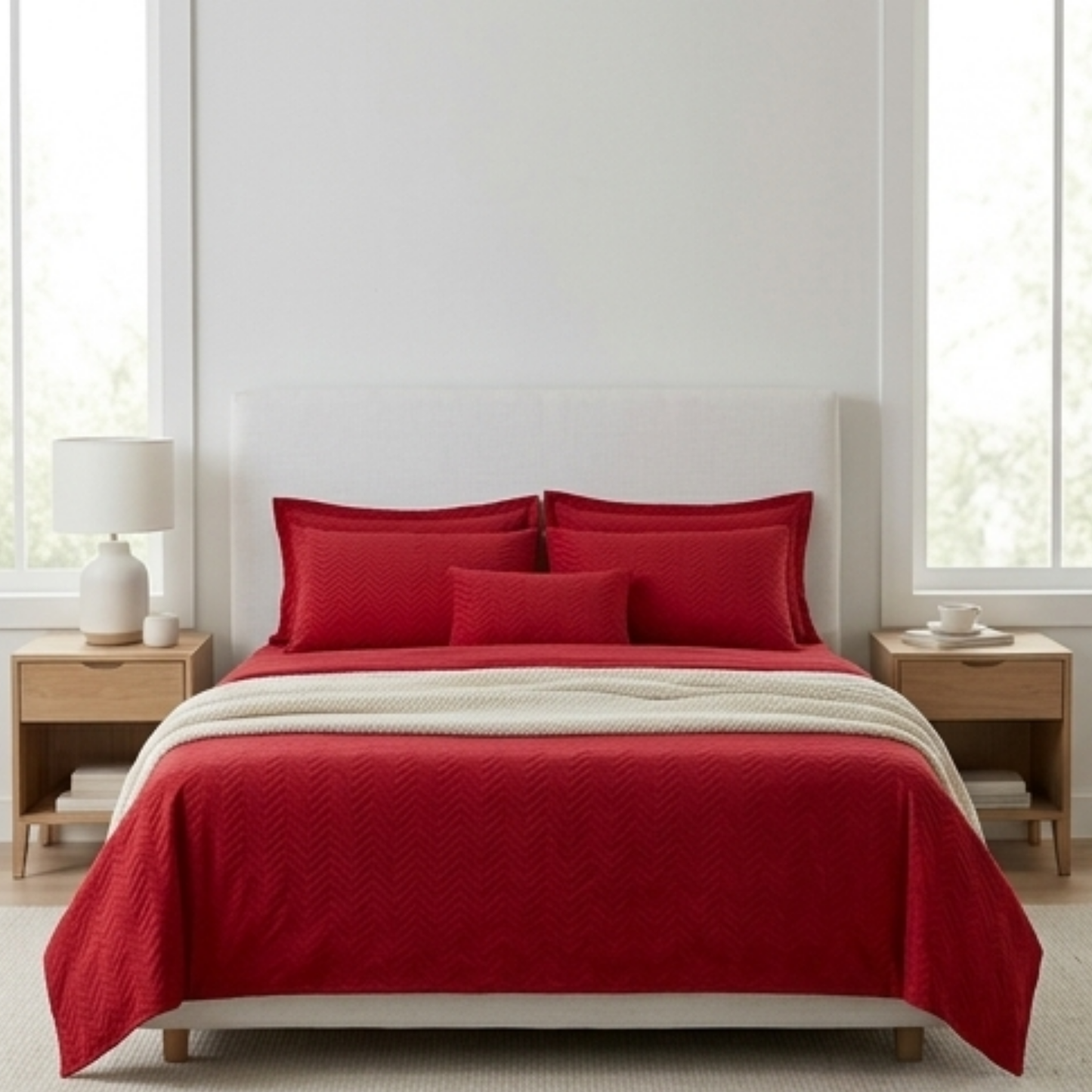 AMAL's 6-Piece Solid Red Bedding Set – Ultra-Comfort Premium Feel