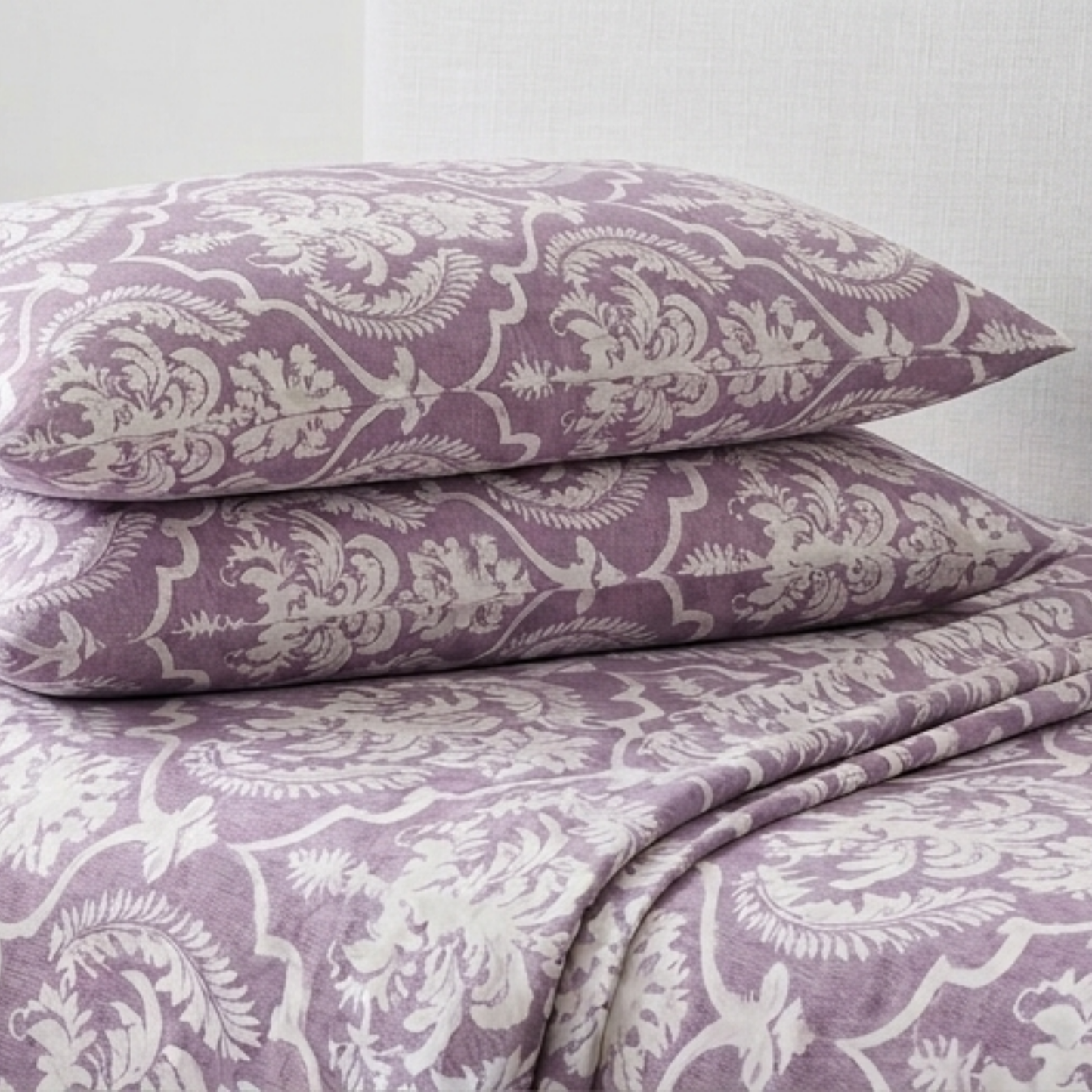Oxford Heritage Premium Damask Bedding Set - Slate Grey & Ivory