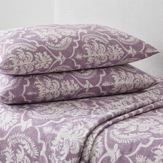 Oxford Heritage Premium Damask Bedding Set - Slate Grey & Ivory
