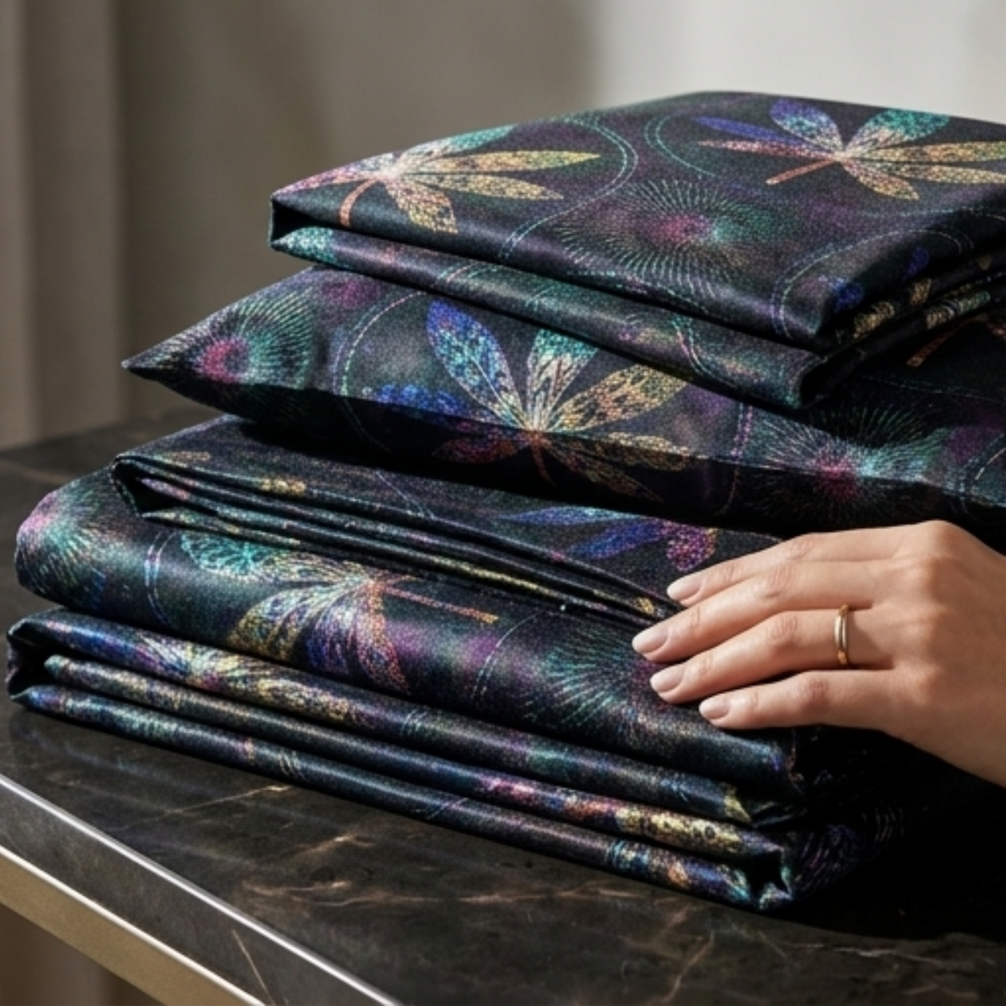 AMAL's 6-Piece Botanical Leaf Bedding Set – Soft-Touch Finish