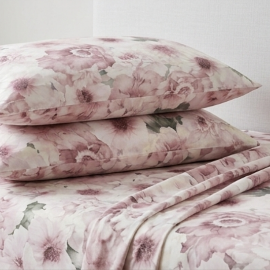 Blush Watercolor Peony Premium Bedding Set - Dreamy Floral Collection