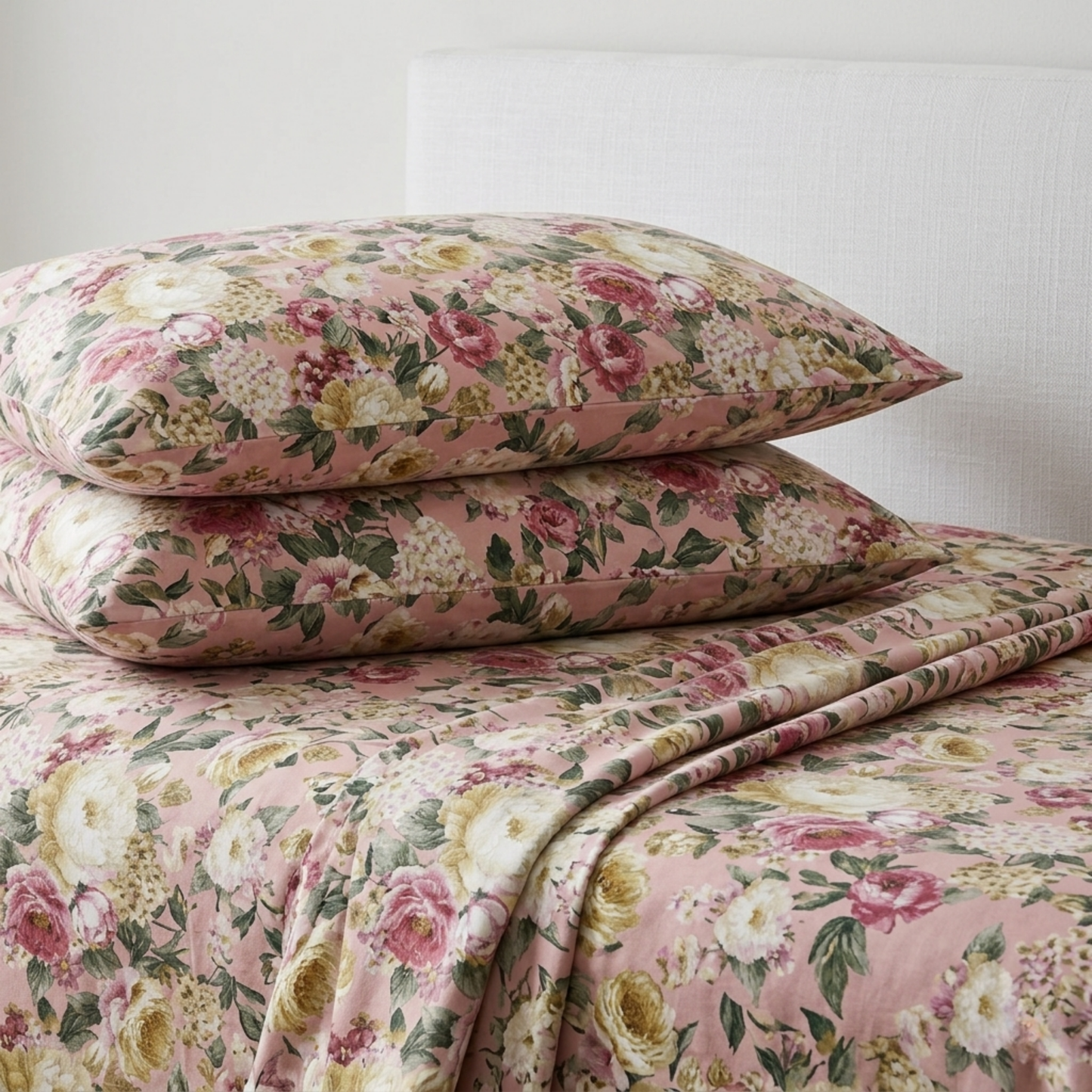 English Rose Garden Premium Floral Bedding Set - Dusty Pink & Sage