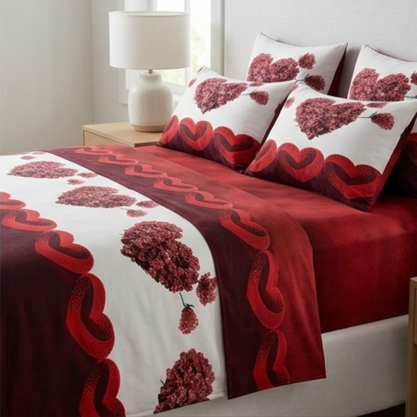 AMAL's 6-Piece Heart Design Bedding Set – Soft-Touch Finish