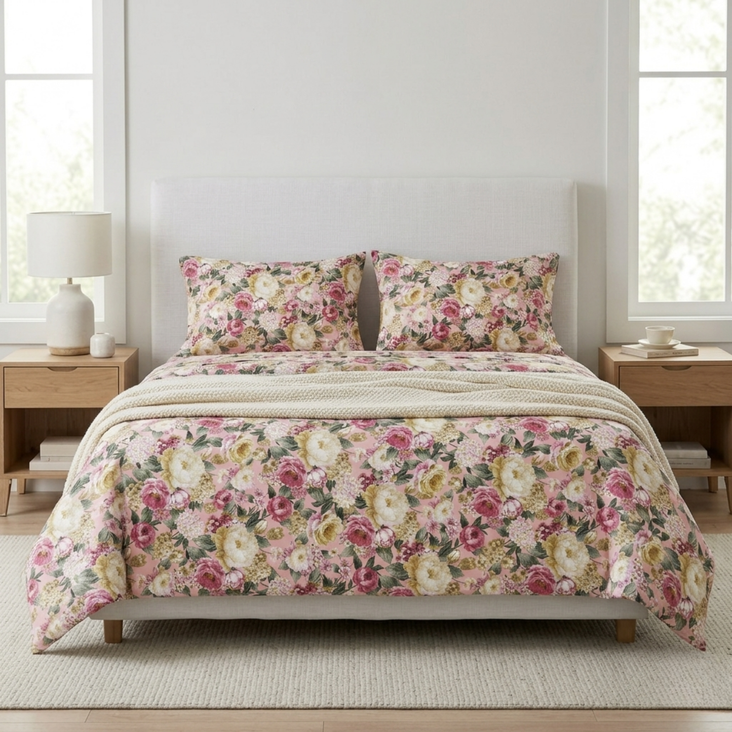English Rose Garden Premium Floral Bedding Set - Dusty Pink & Sage