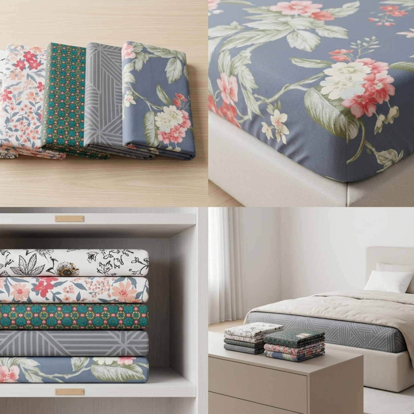 AMAL's Premium Patterned Fitted Sheet – Elegant Floral & Geometric Designs (Surprise Design)